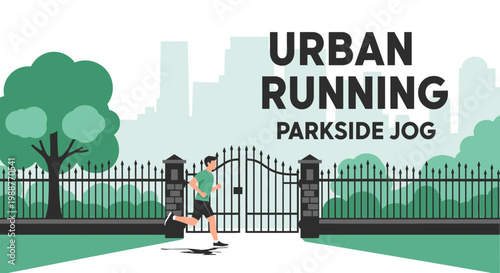 Urban Runner In Parkside: A Contemporary Vector Illustration Depicting Healthy Lifestyle