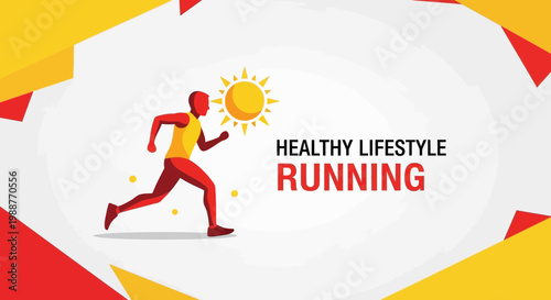 Vibrant and Dynamic Illustration of Running Promoting Healthy Lifestyle and Fitness