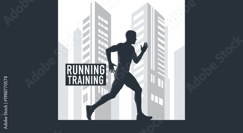 Urban Runner In Silhouette, Showcasing Fitness And Exercise With City Background