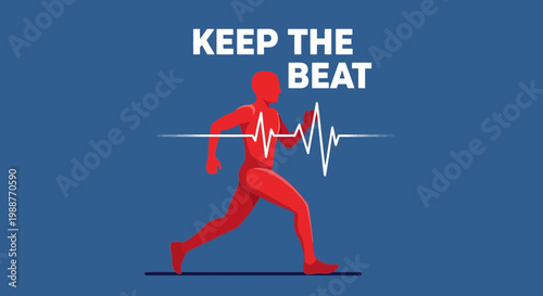 Vibrant Red Runner Maintaining Rhythm and Tempo Infused with Vitality, Staying Active