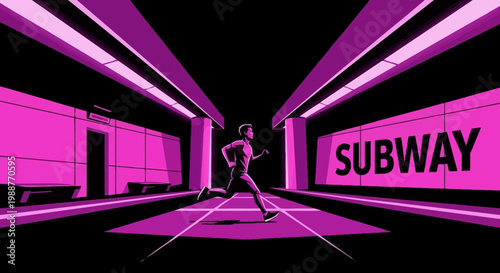 Vibrant Runner Captures Movement In A Stylized Subway Station