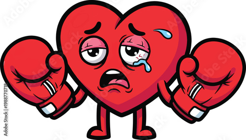 Sad heart boxer cartoon a heartbroken and defeated valentine's day image