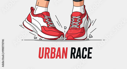 Vibrant Illustrated Sneakers Depicting an Energetic Urban Race Concept Illustration