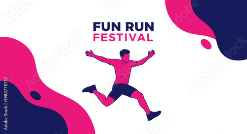 Vibrant Fun Run Festival Illustration Depicting Healthy Lifestyle and Energetic Motion