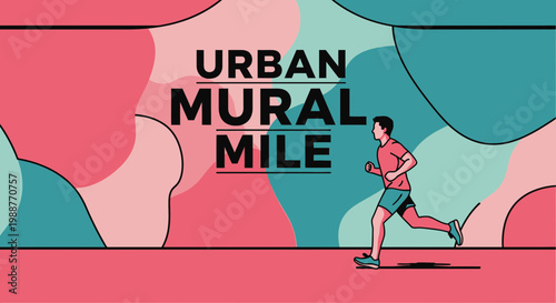 Vibrant Illustrated Running Theme for the Urban Mural Mile Event Promotion