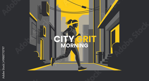 Urban Run: A Dynamic City Scene Portraying Morning Activity and Endurance