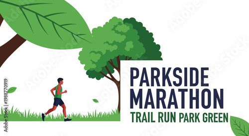 Vibrant Illustration of a Marathon Runner Enjoying A Park's Beautiful Environment