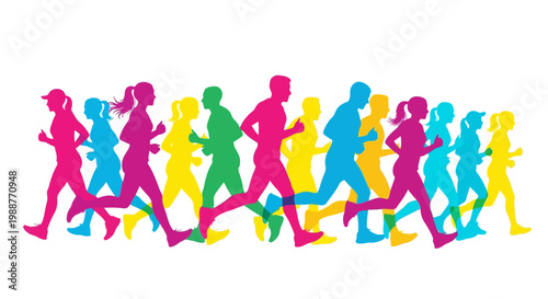 Vibrant Silhouette Runners Showing Fitness, Energy, and a Dynamic, Colorful Movement