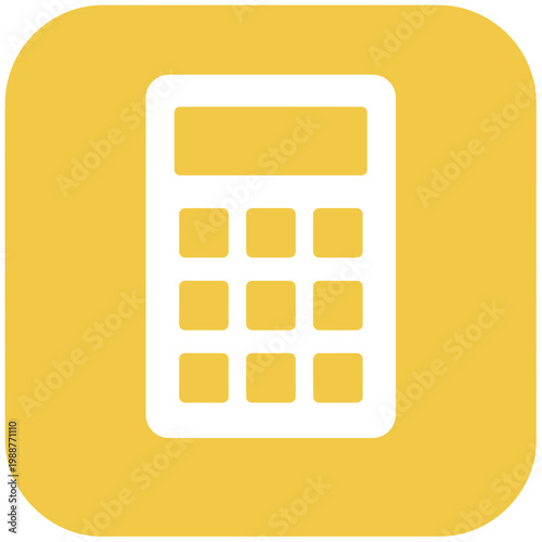 Calculator Icon – Finance Math Accounting Yellow Flat App Vector Design