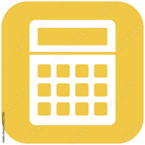 Calculator App Icon – Finance Math Accounting Yellow Flat Vector Design
