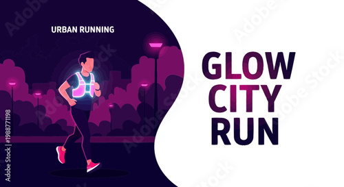 Vibrant Night Run Concept Depicting A Runner Illuminated In The Glow Of The City Lights