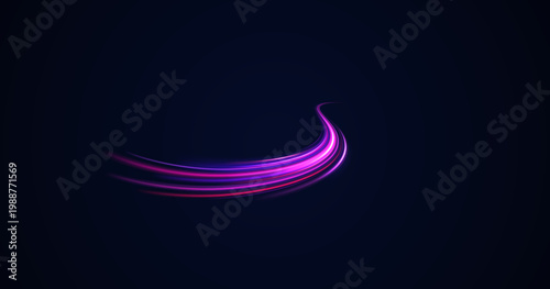 Blue neon light streaks with speed wave curve lines swirl motion abstract futuristic technology vector transparent white png dynamic movement design