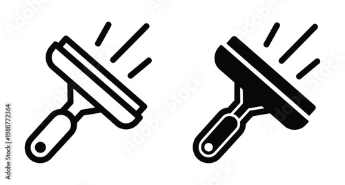 Window squeegee cleaning tool icon set for glass washing maintenance household chores service equipment professional wiper blade manual scraper