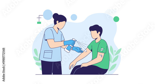 Nurse administering vaccine to patient, healthcare concept, vaccination, medical procedure