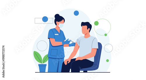 Nurse Administering Vaccine to Patient, Healthcare Concept, Vaccination, Medical Treatment