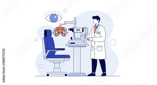 Ophthalmologist examining patient's eyes with modern equipment in clinic