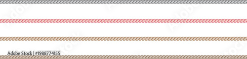 Twisted rope string overlay png on transparent background with realistic textile cord thread wool horizontal line for design decoration and craft mockup	
