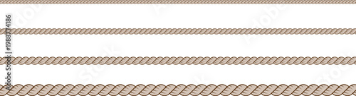 Twisted rope string overlay png on transparent background with realistic textile cord thread wool horizontal line for design decoration and craft mockup	