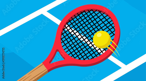 Vibrant Tennis Illustration Depicting Ball In Motion And Sporty Vigor on Court