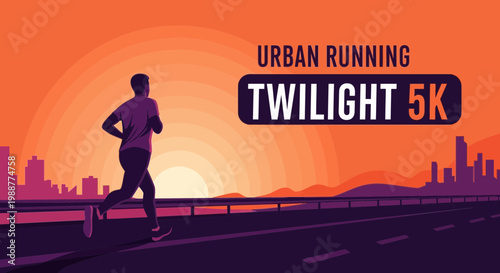 Vibrant Urban Twilight 5K Run Event Graphic