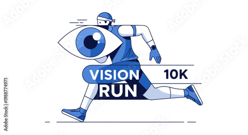 Vision Run 10k Race With Eye Symbol And Runner In Motion