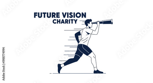 Visionary Pursuit: A Man Gazing Through a Telescope, Aiming Toward The Abstract Future