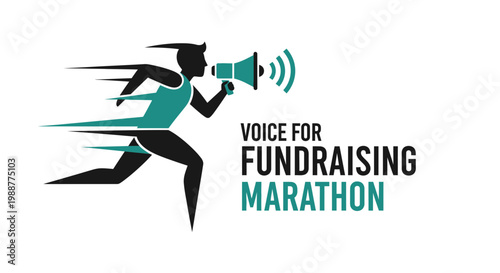 Voice Giving Support: Fundraising Marathon Design Illustrating Advocacy and Community Outreach