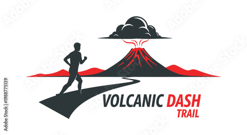 Volcanic Dash Trail: A Dynamic Silhouette Illustration for Adventure and Endurance