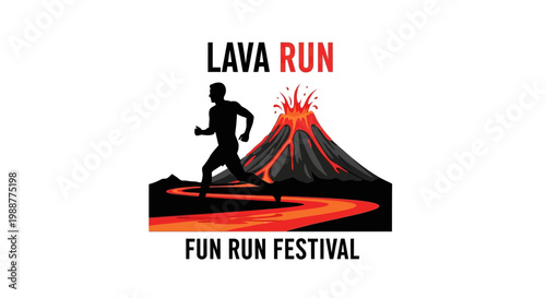 Volcanic Lava Run Fun Festival Graphic Design Event Logo