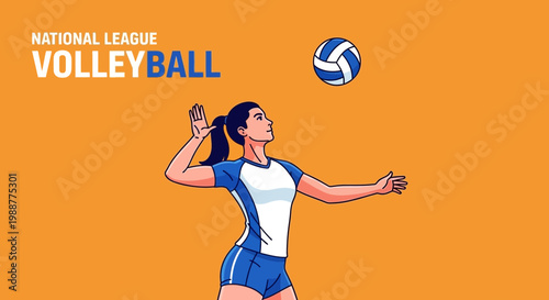Volleyball Action Depicted With Player Spiking The Ball During National League Game