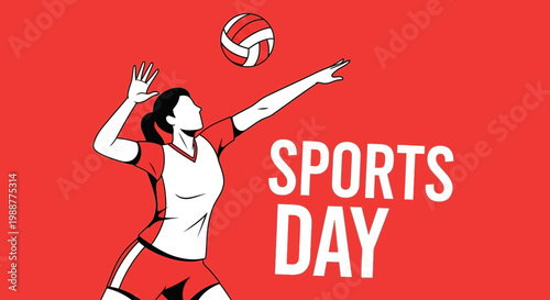 Volleyball Action Depicted With Sporty Graphics Perfect For Marketing Campaigns
