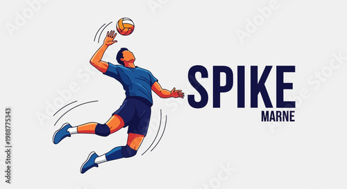 Volleyball Action Depicted: Spiking The Ball During a Sports Competition in a Clean Graphic