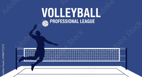 Volleyball Action Graphic Depicting an Athlete Spiking the Ball in a Professional League