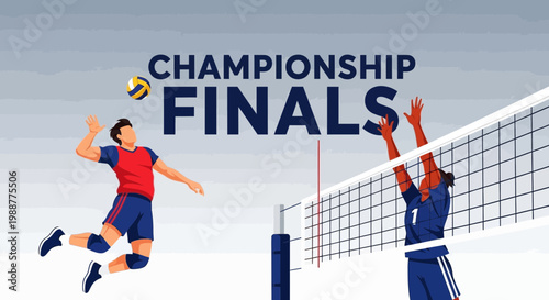 Volleyball Championship Finals Action Sports Illustration Dynamic Play