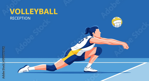 Volleyball Player In Action During A Game Of Reception