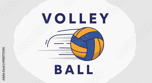 Volleyball Emblem: Dynamic Graphic of a Flying Ball Representing Sport and Competition