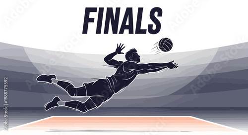 Volleyball Finals: Dynamic Athlete Diving To Save The Ball In Dramatic Competition