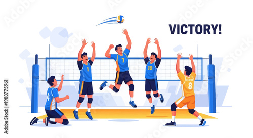 Volleyball Team Celebrating Victory During A Sporting Match And Displaying Enthusiasm