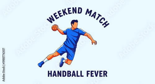 Weekend Handball Match Action Depicted with a Dynamic Athlete Throwing the Ball Skillfully