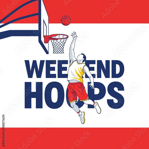 Weekend Hoops: Dynamic Illustration of a Basketball Player Shooting for the Win