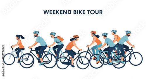 Weekend Cycling Adventure: A Group Of People Enjoying A Bicycle Tour Together