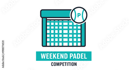 Weekend Padel Competition Announcement With Tennis Ball Illustration In Turquoise Color