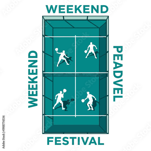 Weekend Padel Tournament Festival: Dynamic Sports Illustration Showcasing Court Action and
