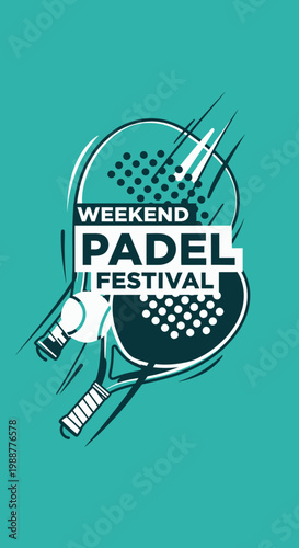 Weekend Padel Festival Emblem: Dynamic Design for Sporting Event and Tournament Promotion