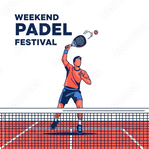 Weekend Padel Festival: Dynamic Illustration of a Player Hitting the Ball During the Event
