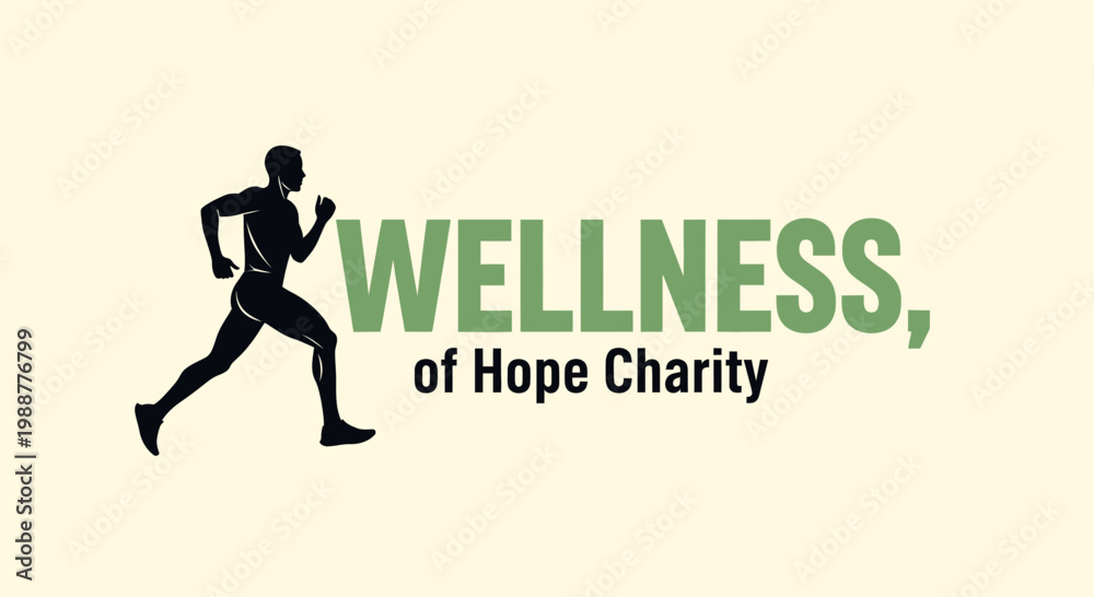 Fototapeta premium Wellness: Running Man Silhouette Symbolizing Health and Community Support in Charity