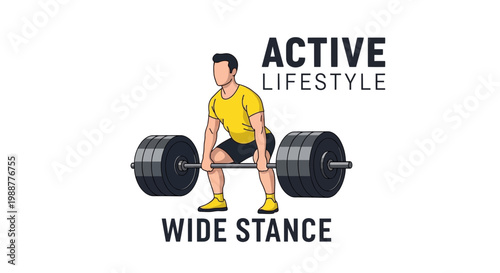 Weightlifting Athlete Performing Deadlift Demonstrating Active Lifestyle With Wide Stance Position