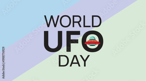 World UFO Day modern poster with alien head and abstract background