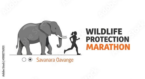 Wildlife Protection Marathon Event Graphic With Elephant Runner Symbol