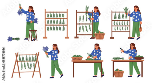 woman tending to plants and flowers.